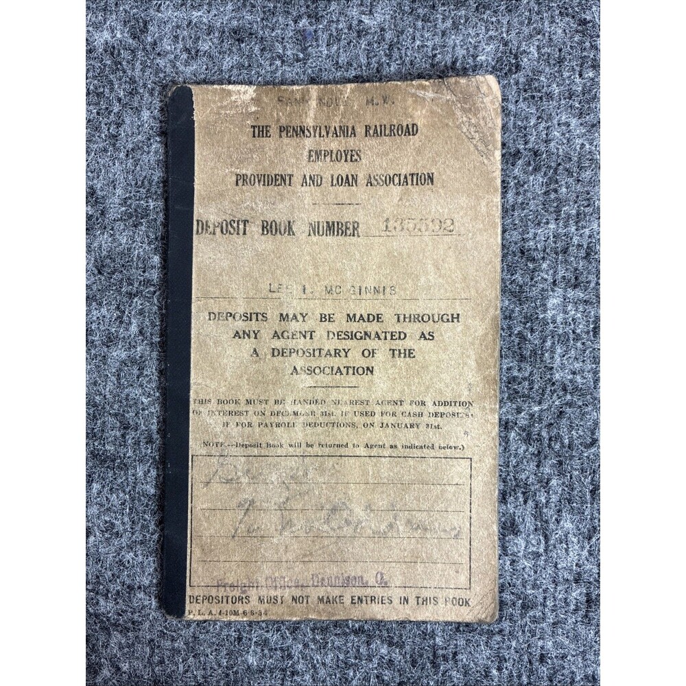 Vtg PRR Provident Loan Deposit Book Railroad Employee Ledger Handwriting 1930s